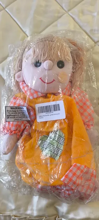 Mochila Muñeca Tela Niñas Naranja y Amarillo