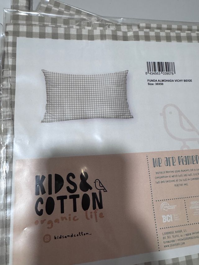 Funda Almohada Vichy Beige 30x50