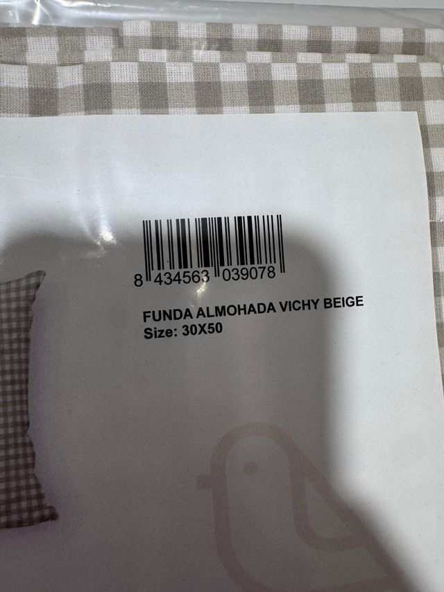 Funda Almohada Vichy Beige 30x50