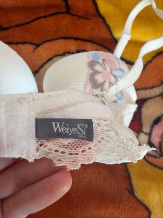 Sujetador blanco encaje flores mujer