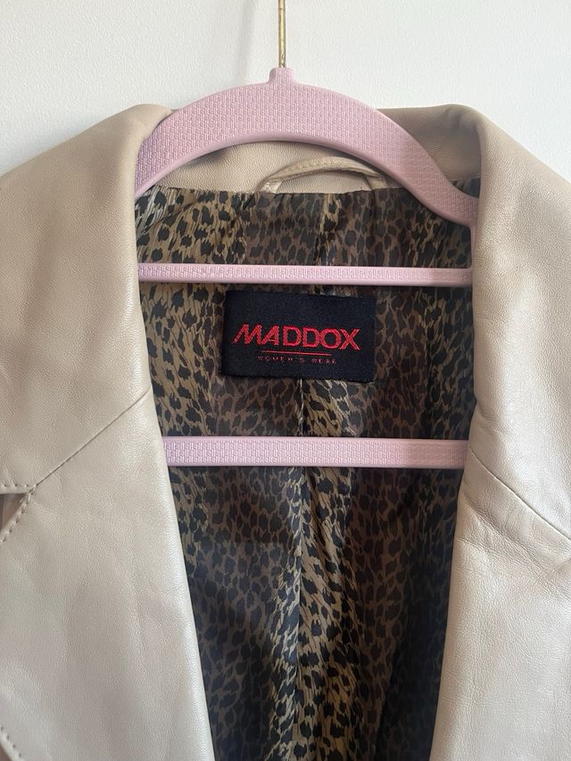 Chaqueta de piel tipo americana beige