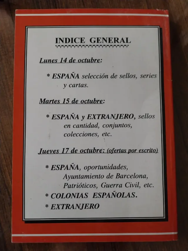 Catálogo Subasta Sellos Galeria Filatelica Barcelo