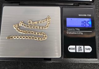 Pulsera de Oro 18K, Barbada Cubana, 1,85gr, 19cm