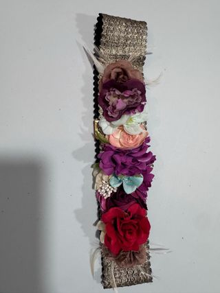 Cinturón fiesta flores morado y rojo