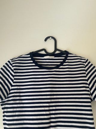 Camiseta Zara Rayas Azul y Blanco Talla M