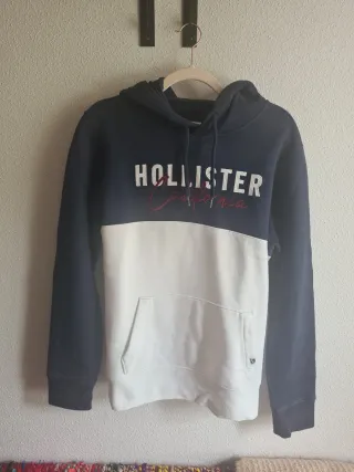Sudadera Hollister Azul y Blanca TallaS