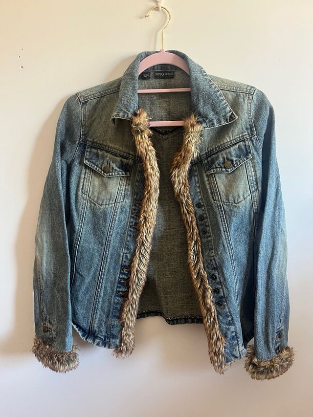 Chaqueta vaquera Y2K con pelo