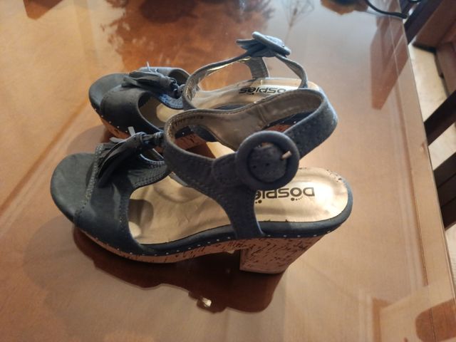 Sandalias Dospies Tacón Azul/Gris