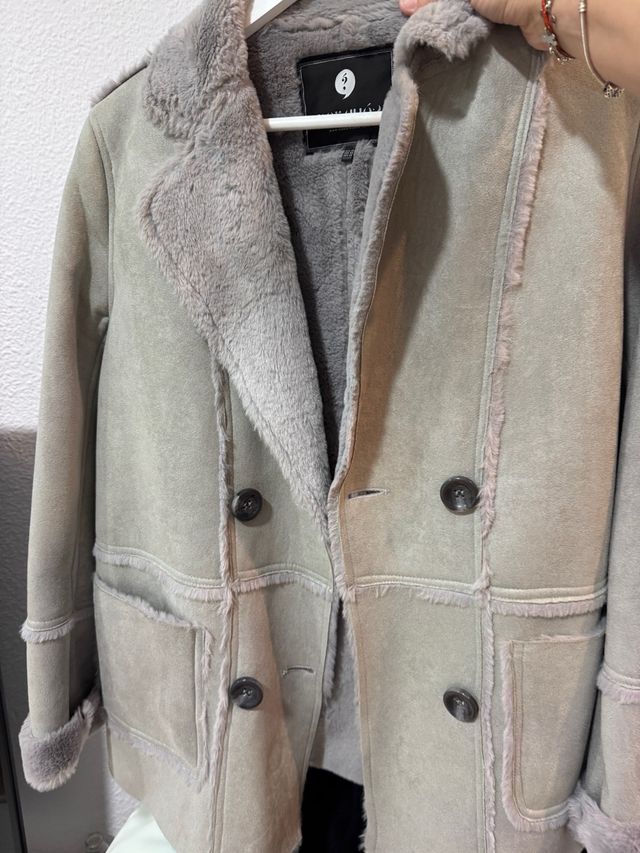 Chaqueta ante y pelo gris