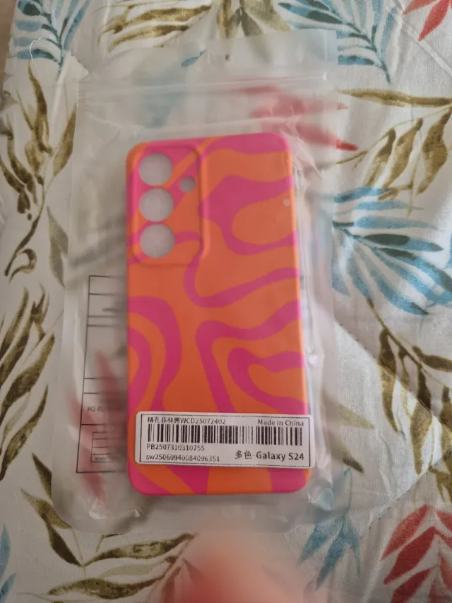 Funda móvil Galaxy S24 naranja y rosa