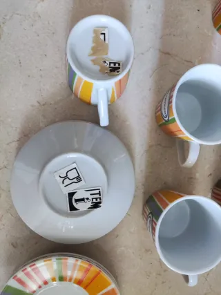 Juego 9 Tazas café espresso y 9 platos