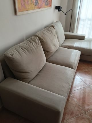 Sofá 3 plazas con Chaiselongue beige