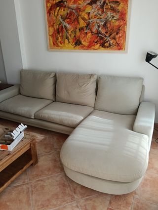 Sofá 3 plazas con Chaiselongue beige