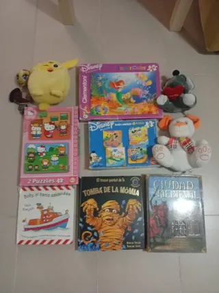 Lote Puzzles, Libros y Peluches Disney