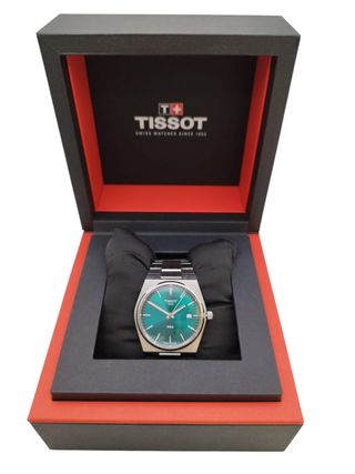 RELOJ TISSOT QUARTZ PRX ESFERA VERDE + ESLABON +CAJA