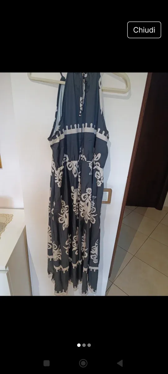 Vestito lungo fantasia beige e grigio