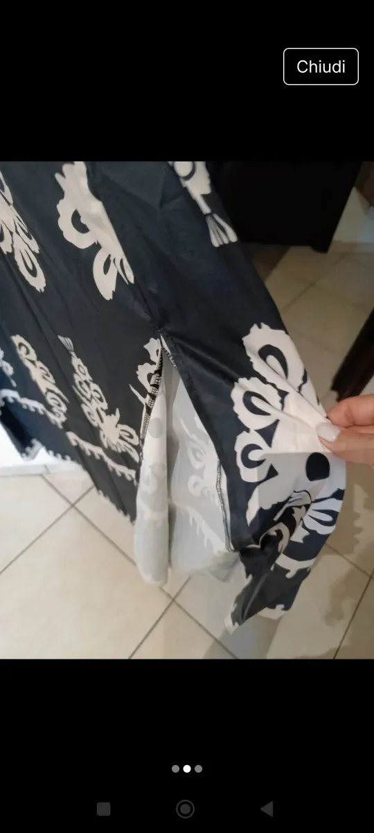 Vestito lungo fantasia beige e grigio