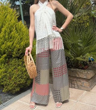 Pantalón estampado patchwork