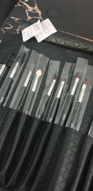 Set Brochas Maquillaje Profesional Negro/Plata