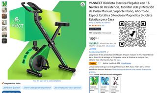 VANNECT Bicicleta Estatica Plegable con 16 Niveles