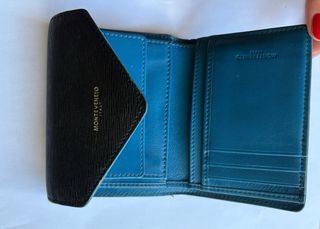 MONTEVENETO Cartera Piel Saffiano Negra y Azul