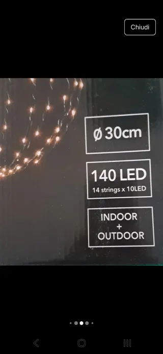 Palla Luminosa LED Sfera 30cm Bianco Caldo