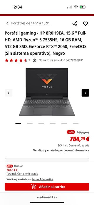 Portátil HP Victus 15-fb1002ns Ryzen 5