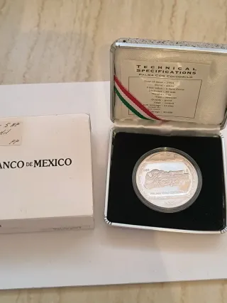 Moneda Plata México 1993 Palma Cocodrilo 5 Pesos