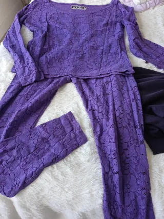 Conjunto Sudadera Zara y Leggings Morados Talla M