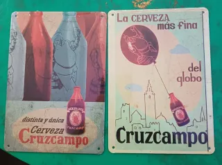 2 piatti antichi in metallo - Birra Cruzcampo