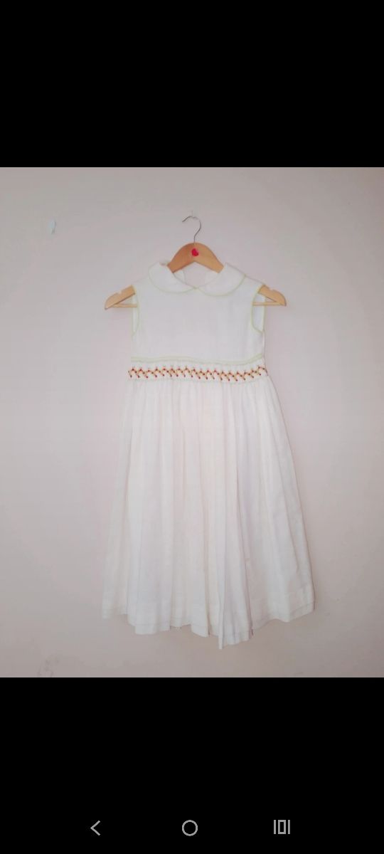 Vestido blanco niña con bordado