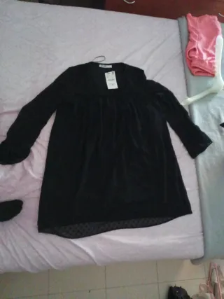 Camisa negra manga larga mujer