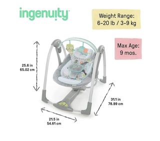 Columpio infantil gris con juguetes