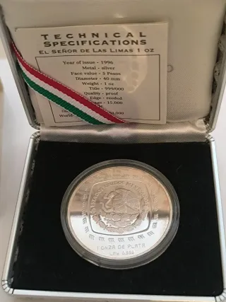Onza Plata México 1996 Señor de las Limas