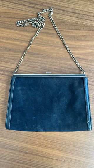 Bolso/cartera vintage años 80 ante con cadena