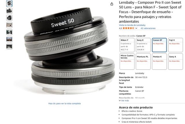 Lensbaby Composer Pro II Sweet 50mm f/2.5 con TARA