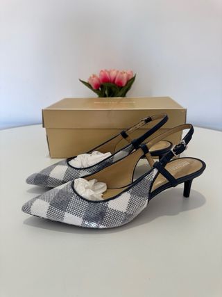 Tacones Michael Kors Talla 37 Cuadros Azul Marino