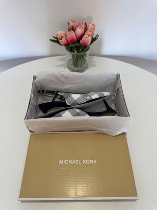Tacones Michael Kors Talla 37 Cuadros Azul Marino