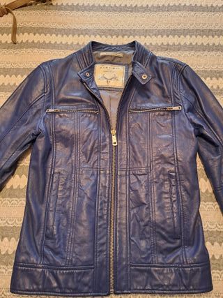 Cazadora Zara Cuero Azul
