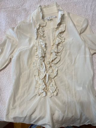 Camisa Zara Beige Volantes manga larga 