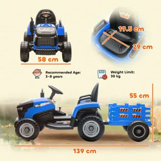 Trattore Elettrico per Bambini con Rimorchio Estra
