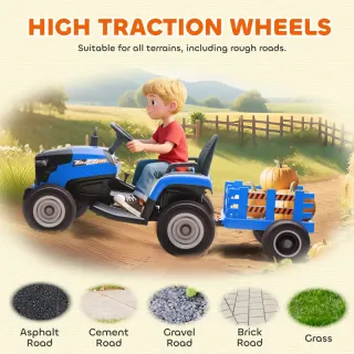 Trattore Elettrico per Bambini con Rimorchio Estra