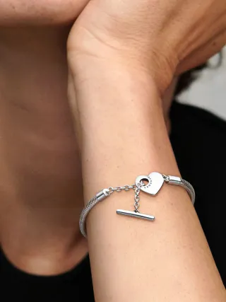 Pulsera Pandora Corazón Cadena Serpiente
