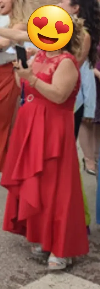 Vestido fiesta asimétrico rojo