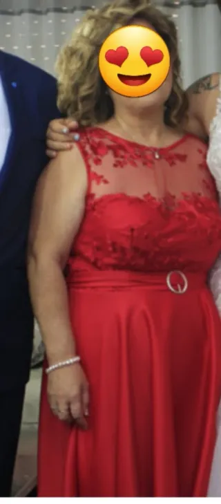 Vestido fiesta asimétrico rojo