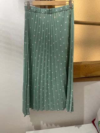 Falda MIDI Stradivarius lunares verde