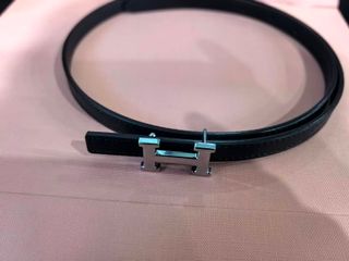 Cinturón Hermès Negro Hebilla H Plata