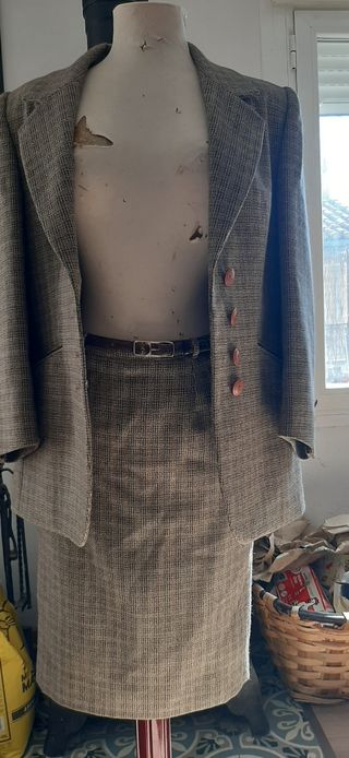 Conjunto americana y falda lana vintage