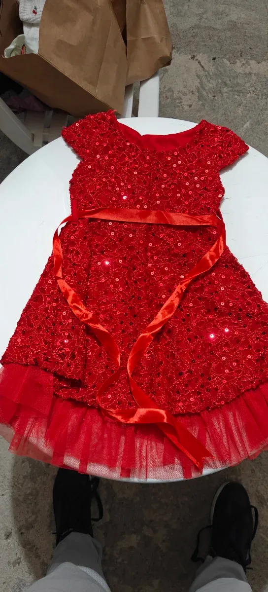 Vestitino bimba rosso con paillettes