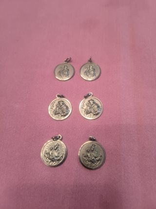 6 Medallas Religiosas Plateadas